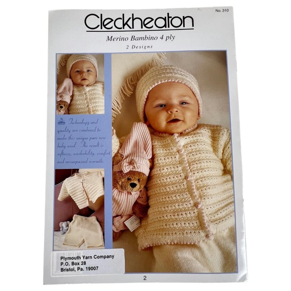 2 Cleckheaton Yarn baby Knitting Pattern Pamphlets Sweaters Hats Dress 1-6 & 0-9 - Picture 8 of 10